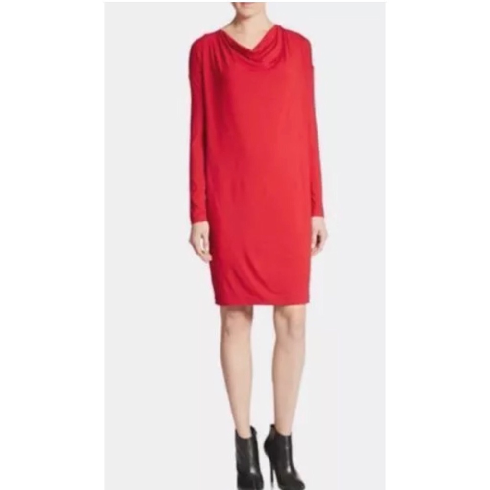 Eileen Fisher | Size S Red Draped Neck Dress NWT